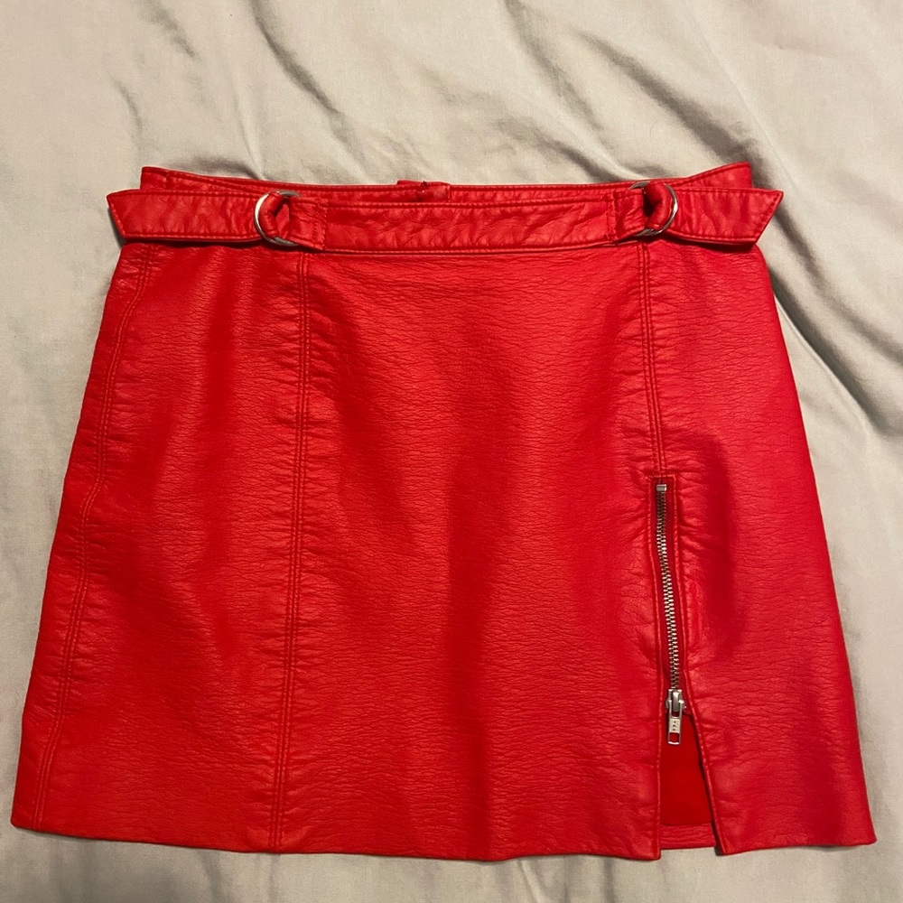 Leather mini skirt